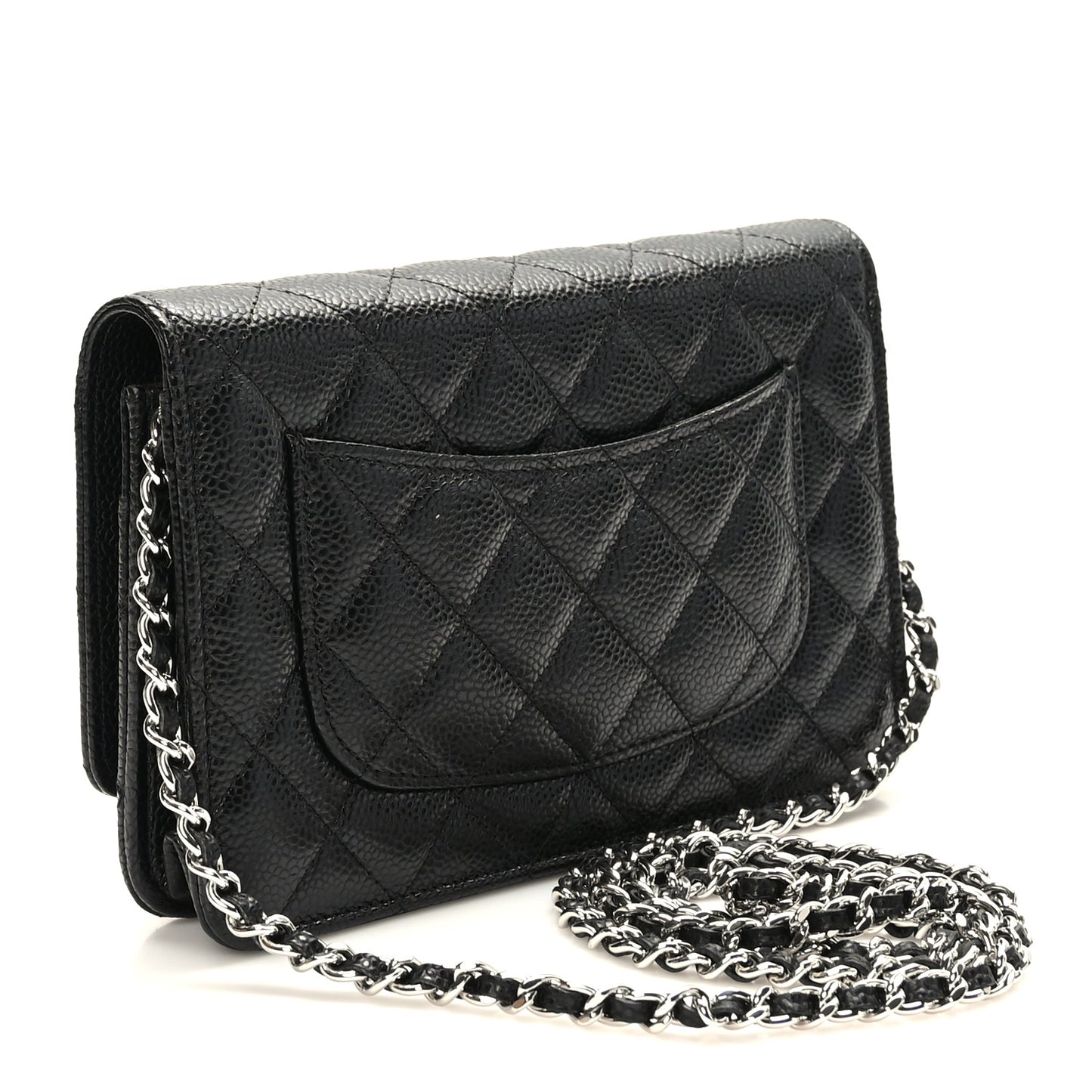Caviar Quilted Wallet on Chain WOC Black