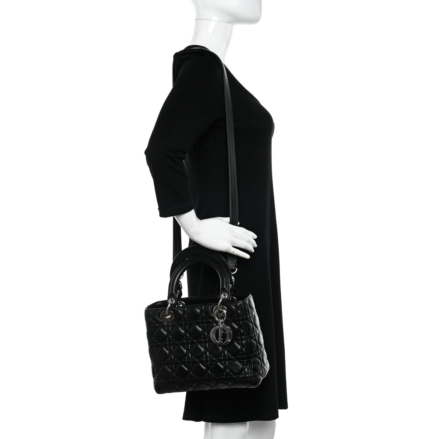 Lambskin Cannage Medium Lady Dior Black