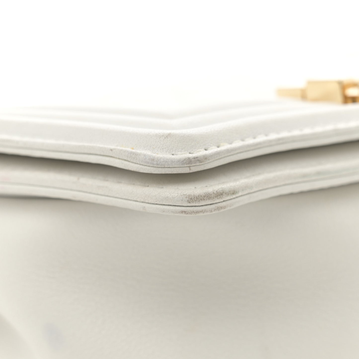 Lambskin Quilted Small Boy Flap White