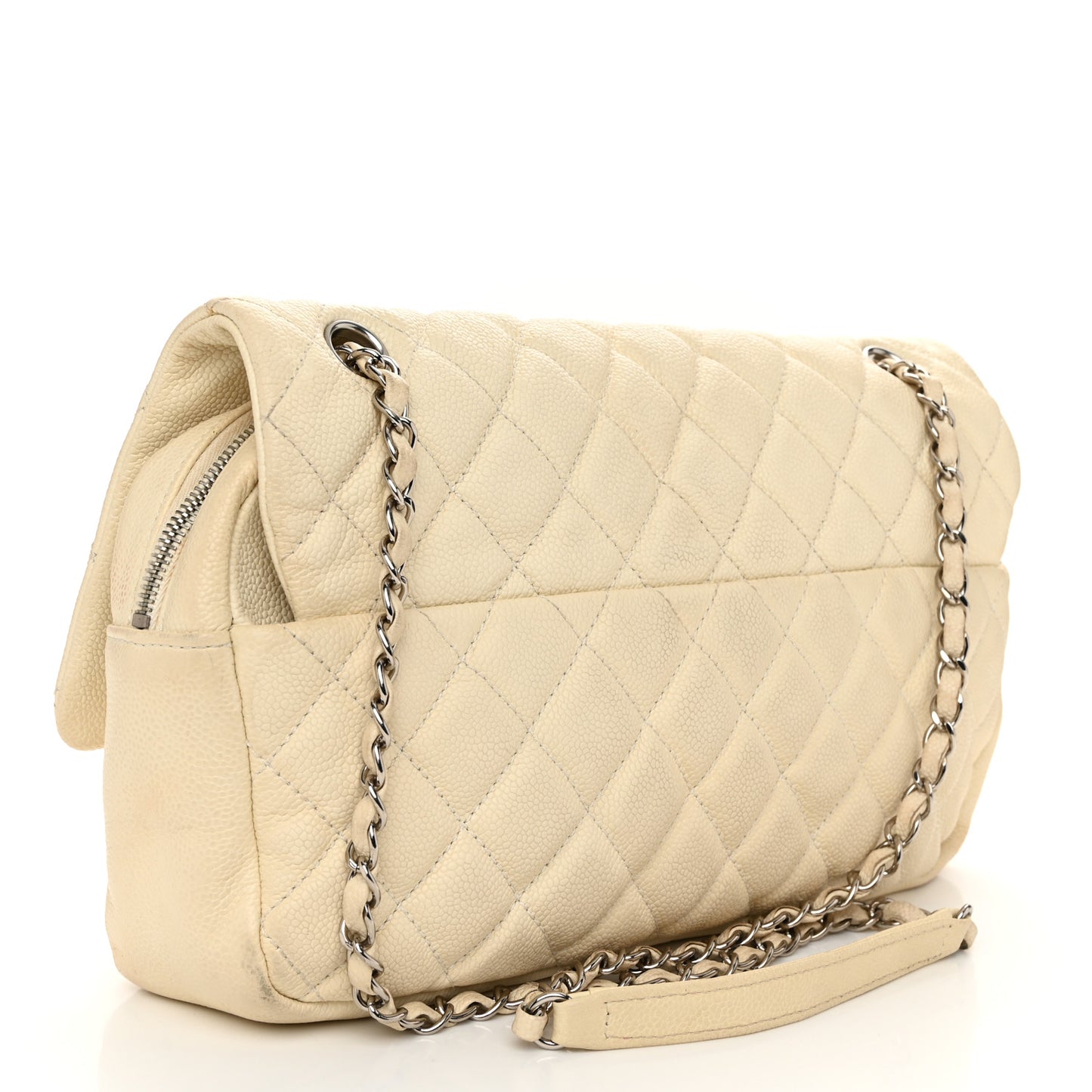 Caviar Quilted Jumbo Easy Flap Beige
