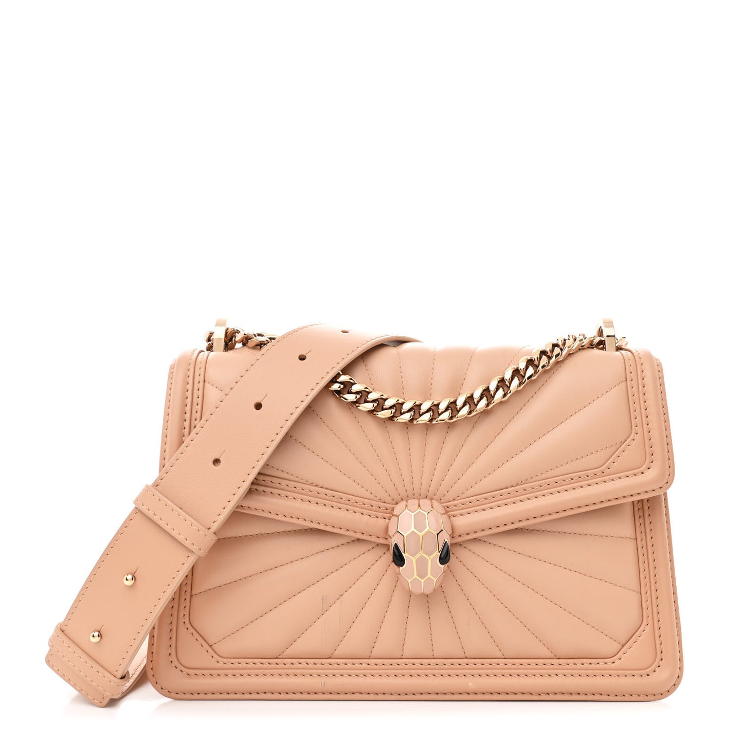 Quilted Nappa Smooth Calfskin Serpenti Forever Diamond Blast Sunshine Shoulder Bag Beige
