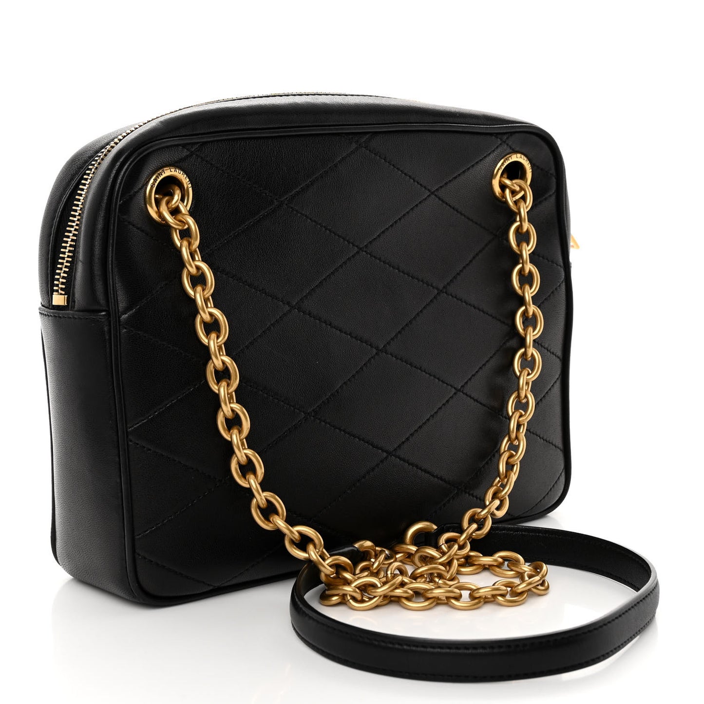 Lambskin Quilted Le Maillon Chain Strap Crossbody Black
