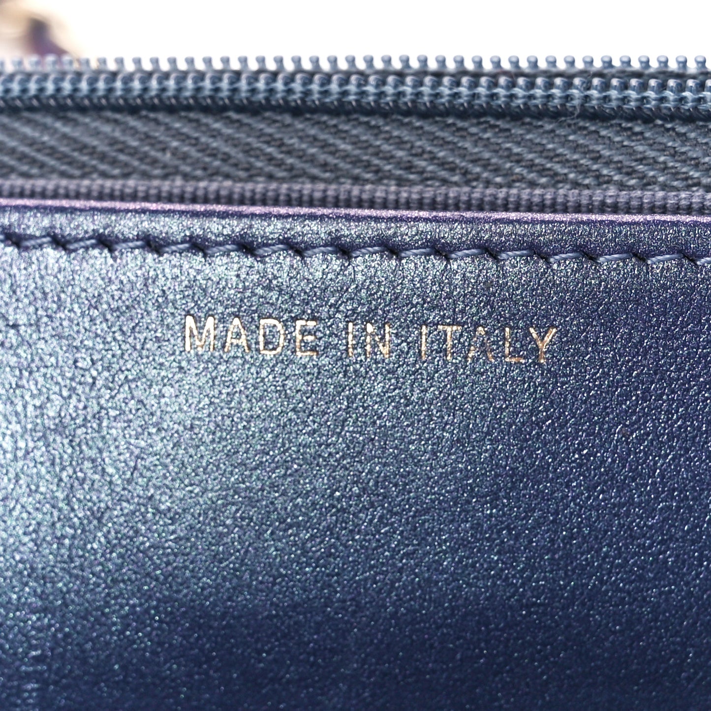 Iridescent Caviar Quilted Wallet on Chain WOC Dark Blue