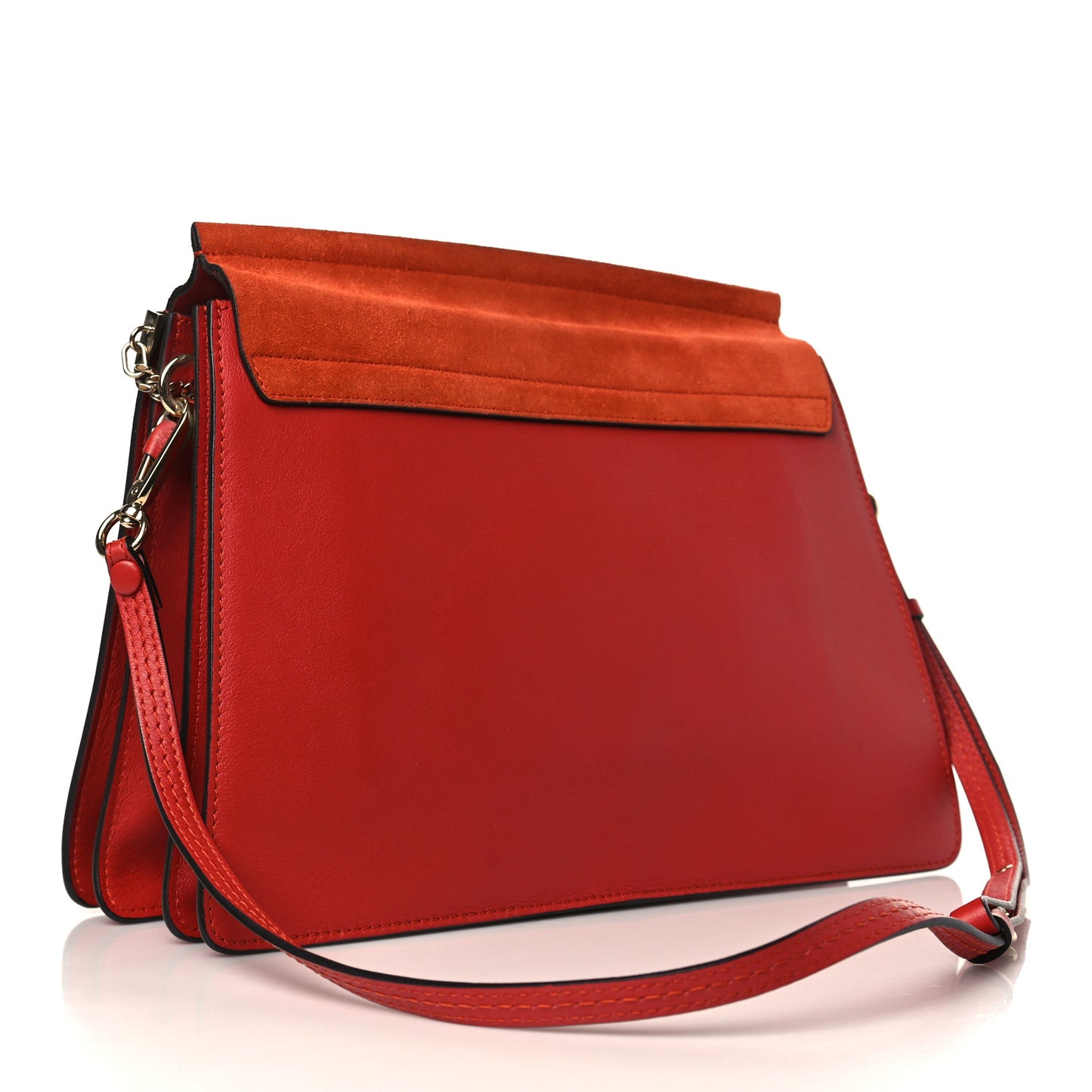 Calfskin Suede Medium Faye Shoulder Bag Sepia Red