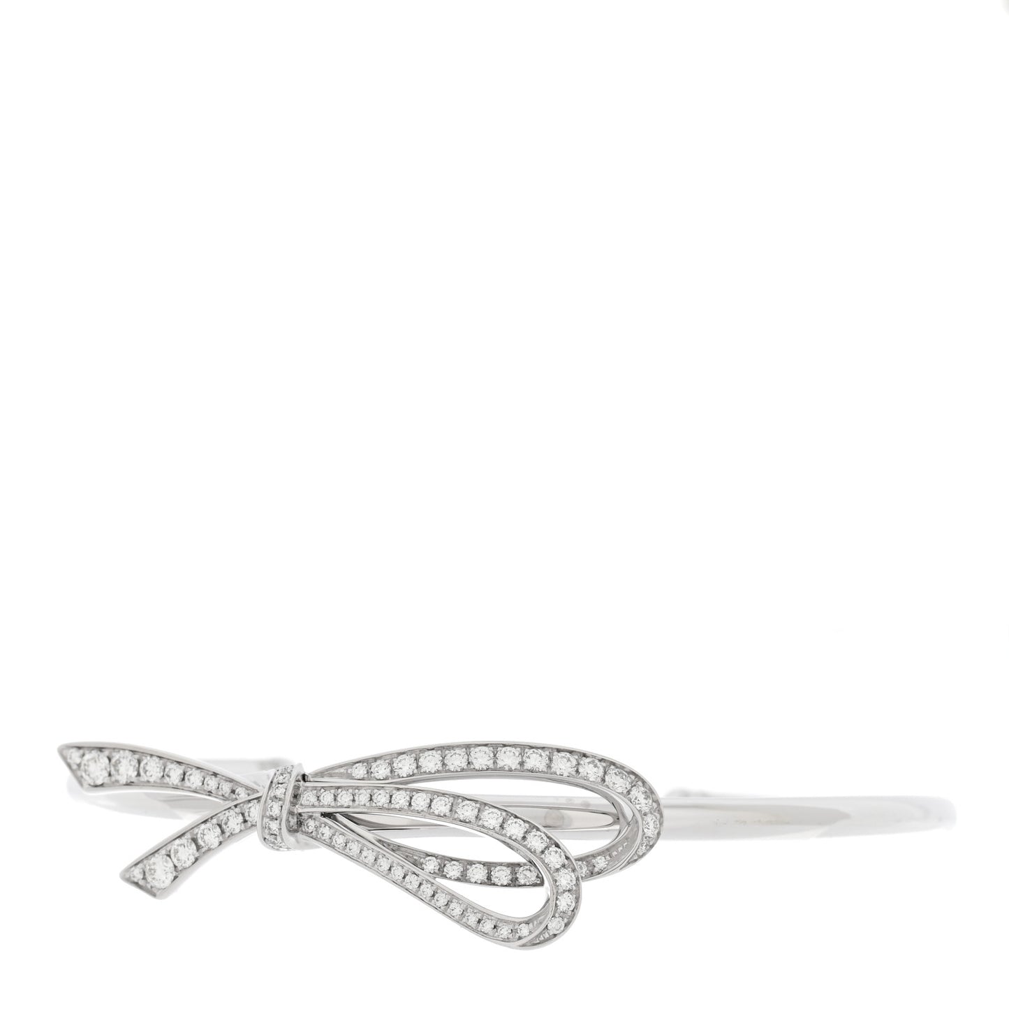 18K White Gold Diamond Medium Bow Cuff Bracelet