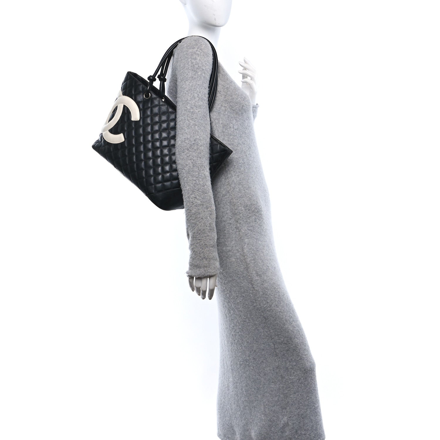 Chanel Calfskin Quilted Large Cambon Tote Black White 2 of 10