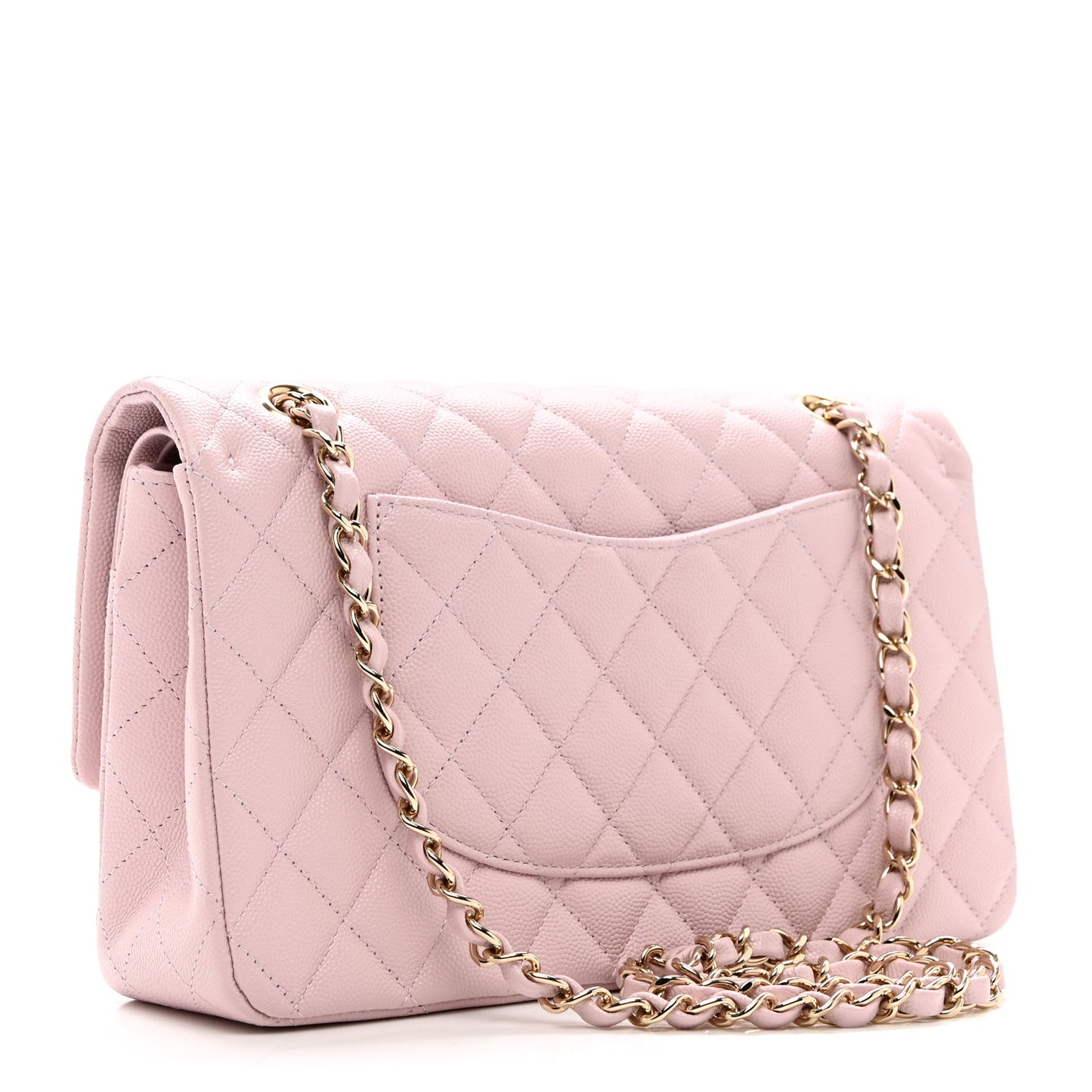Caviar Quilted Medium Double Flap Light Pink