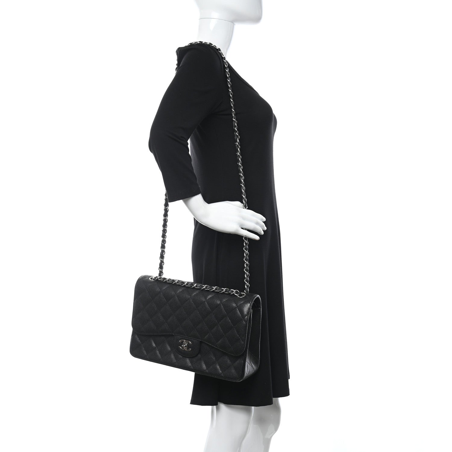 Chanel Caviar Quilted Jumbo Double Flap Black 3 of 17