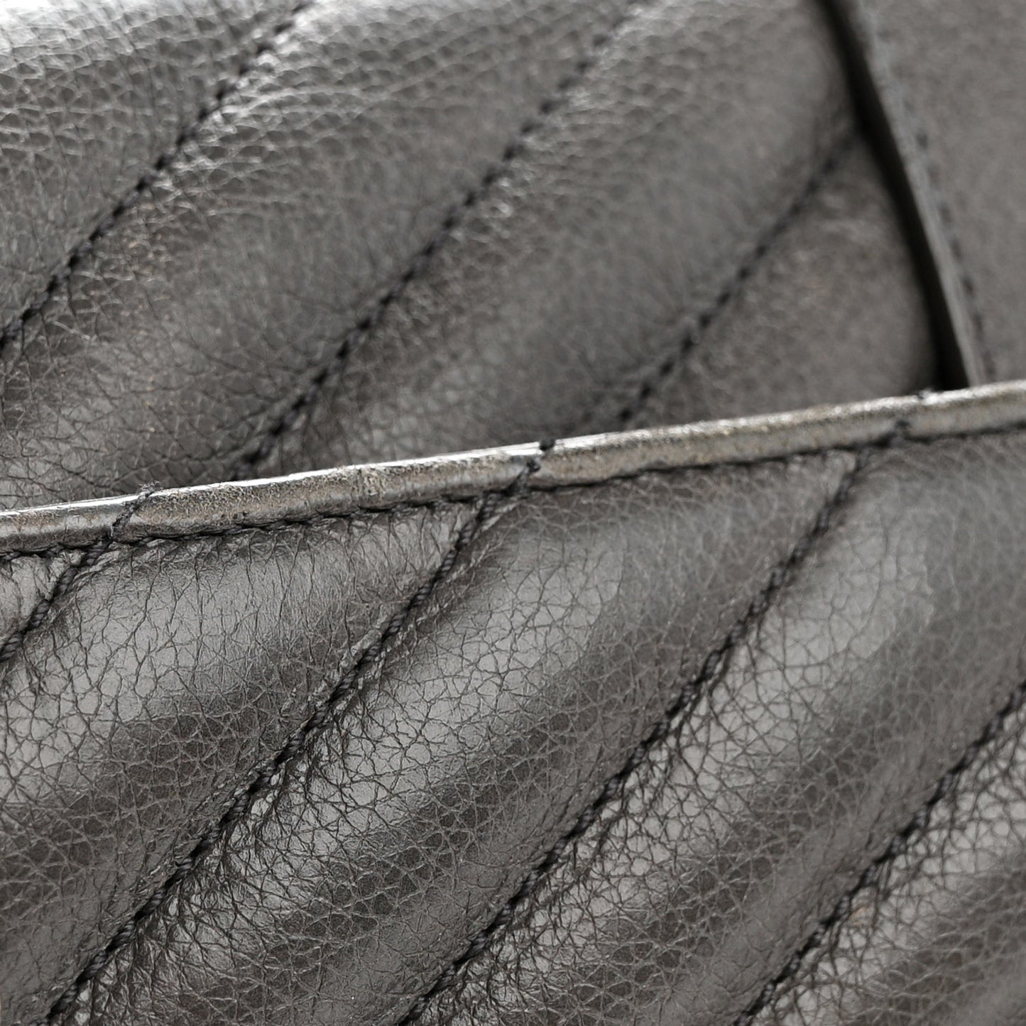 Sheepskin Matelasse Chevron Monogram Medium College Bag Grey