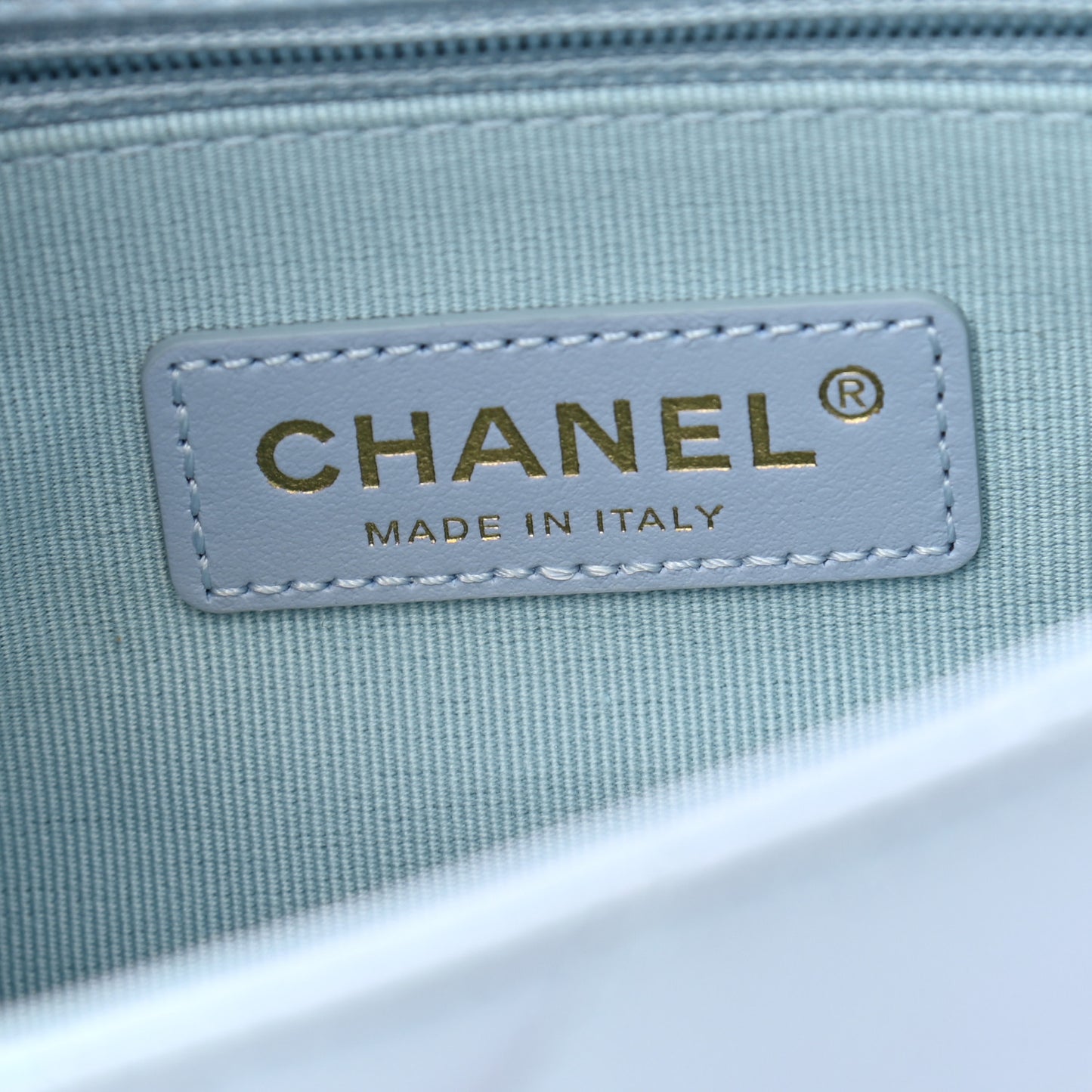 Iridescent Caviar Quilted Mini My Perfect Flap Light Blue
