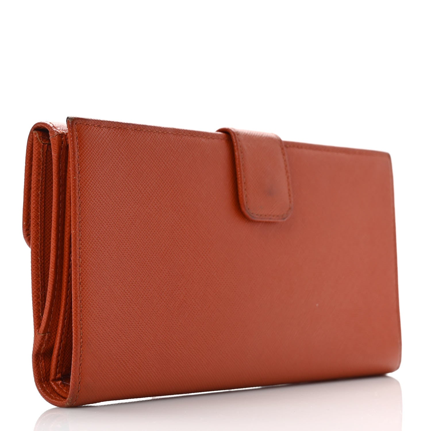 Prada Saffiano Metal Large Compact Flap Wallet Papaya 3 of 11