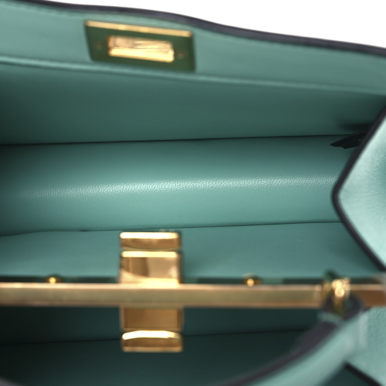 Fendi Shiny Nappa Petite Peekaboo I SEE U Satchel Spring Turquoise 5 of 13