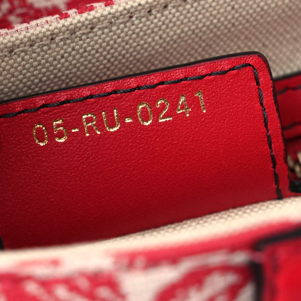 Christian Dior Canvas Reverse Embroidered Toile De Jouy Saddle Bag Red 6 of 9