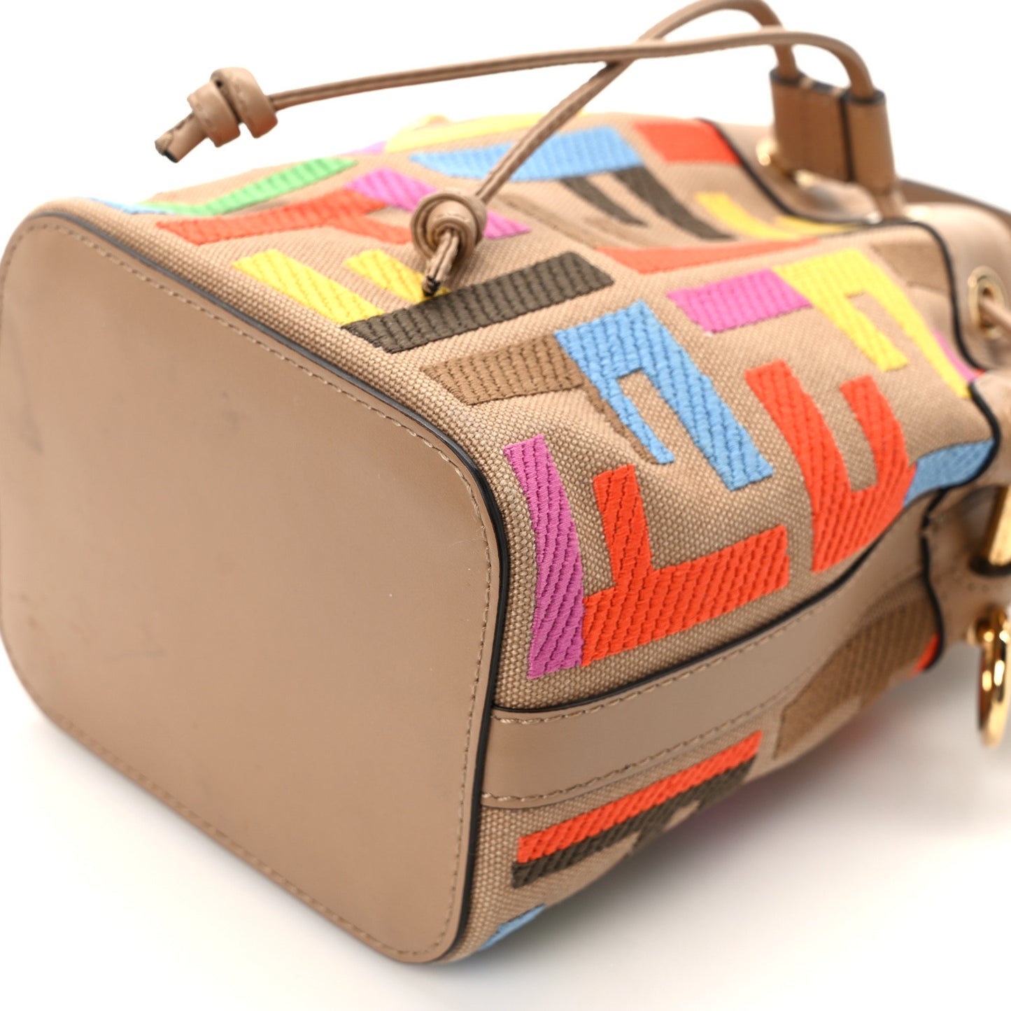 Canvas Vitello King F is Fendi FF Multicolor Embroidered Mini Mon Tresor Bucket Bag Multicolor Cuoio
