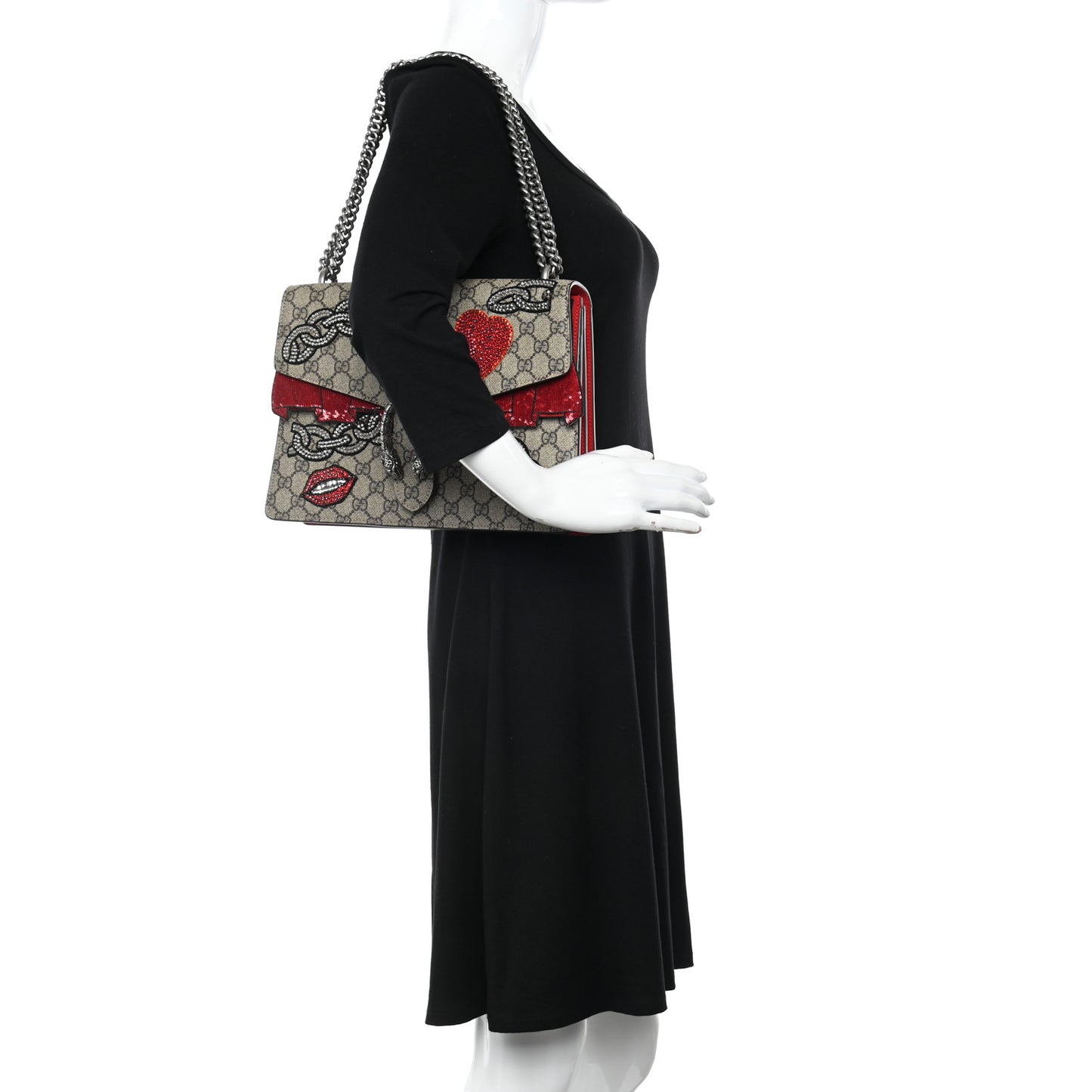 GG Supreme Monogram Embroidered Medium Dionysus Shoulder Bag Beige Multi
