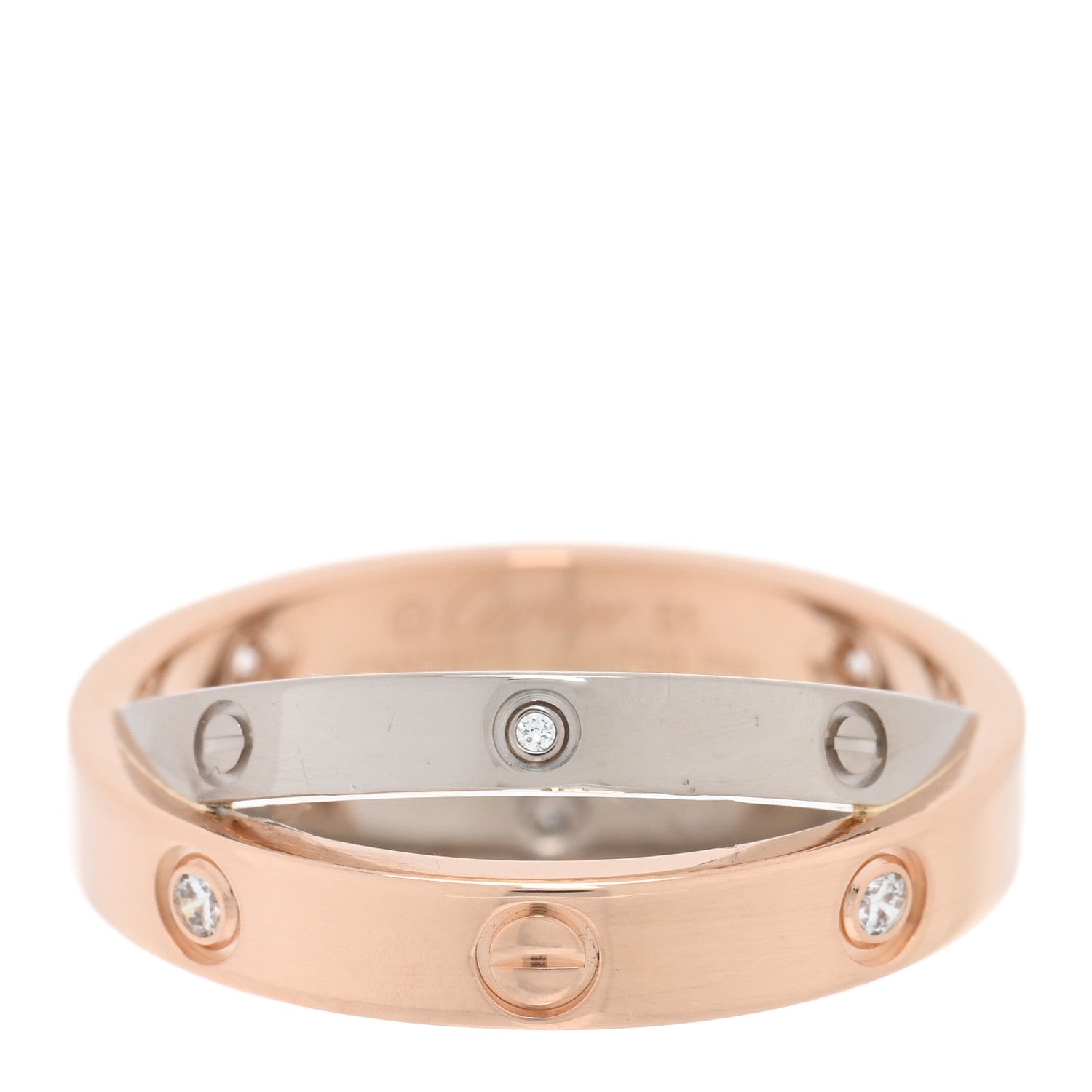 Cartier 18K Pink White Gold 6 Diamond LOVE Ring 51 5.75 1 of 5