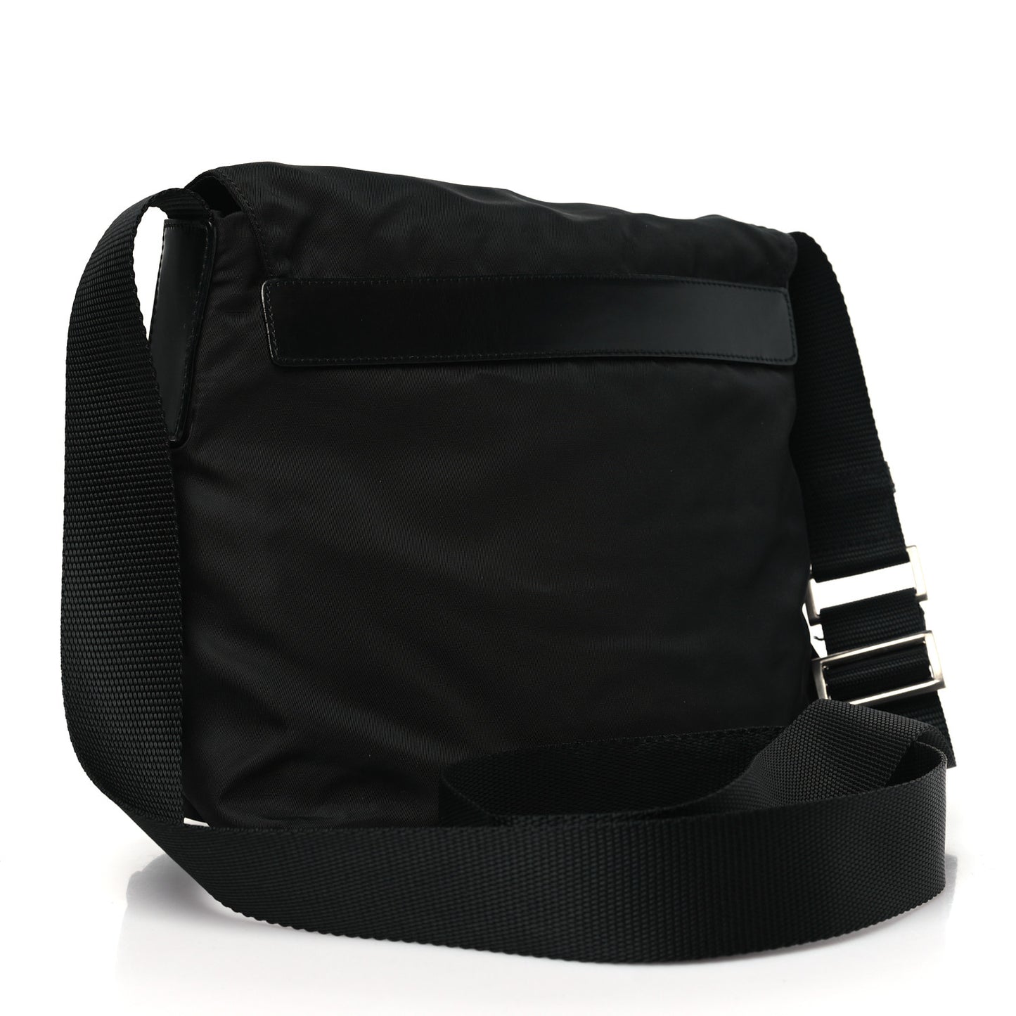 Nylon Vela Saffiano Single Buckle Messenger Shoulder Bag Black