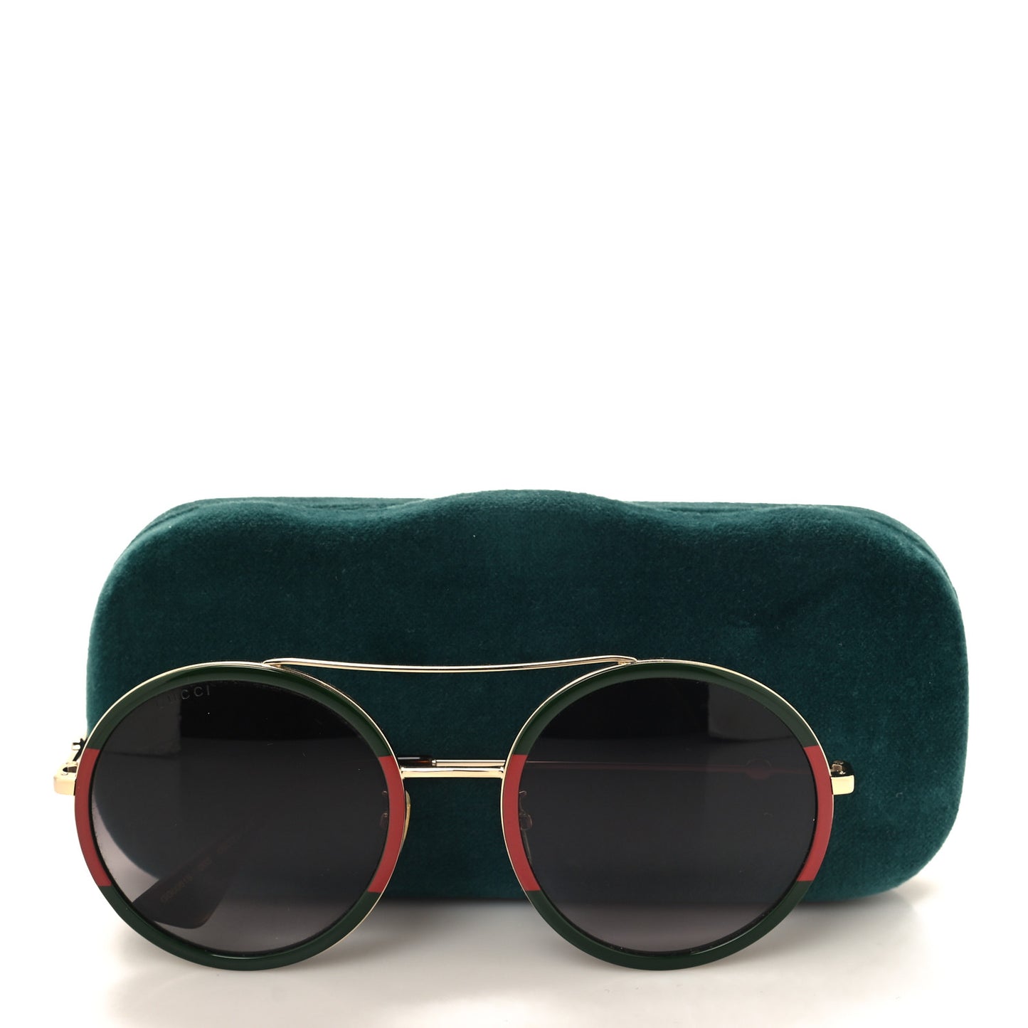 Metal Round Frame Sunglasses GG0061S Green Red