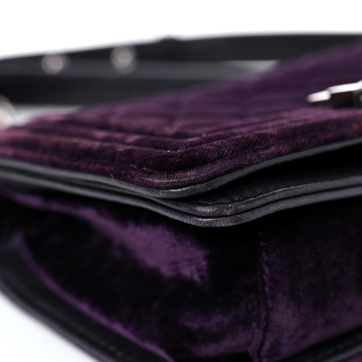 Velvet Quilted Small Boy Flap Purple
