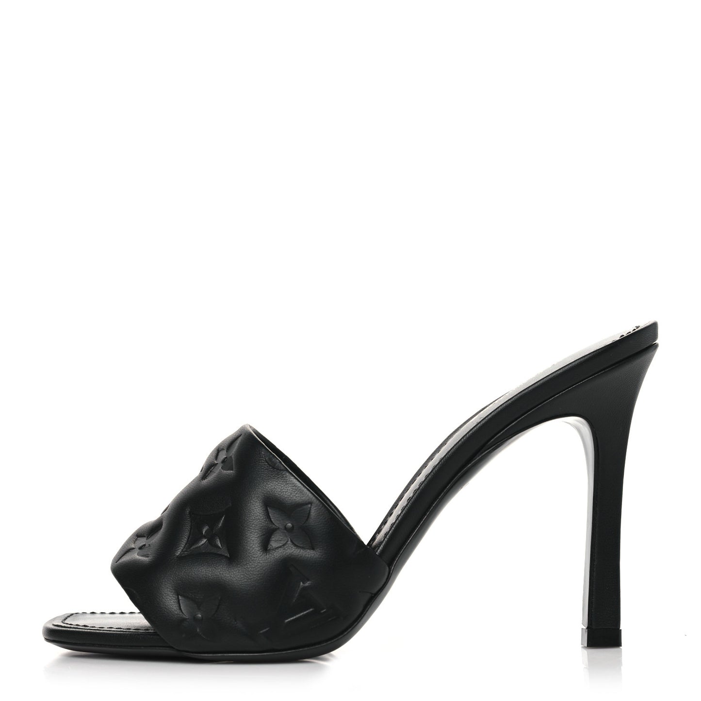 Lambskin Embossed Monogram Revival High Heel Mules 38 Black