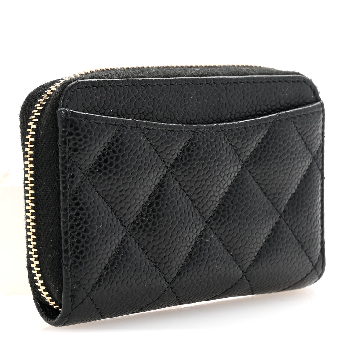 Caviar Quilted Zip Coin Purse Black