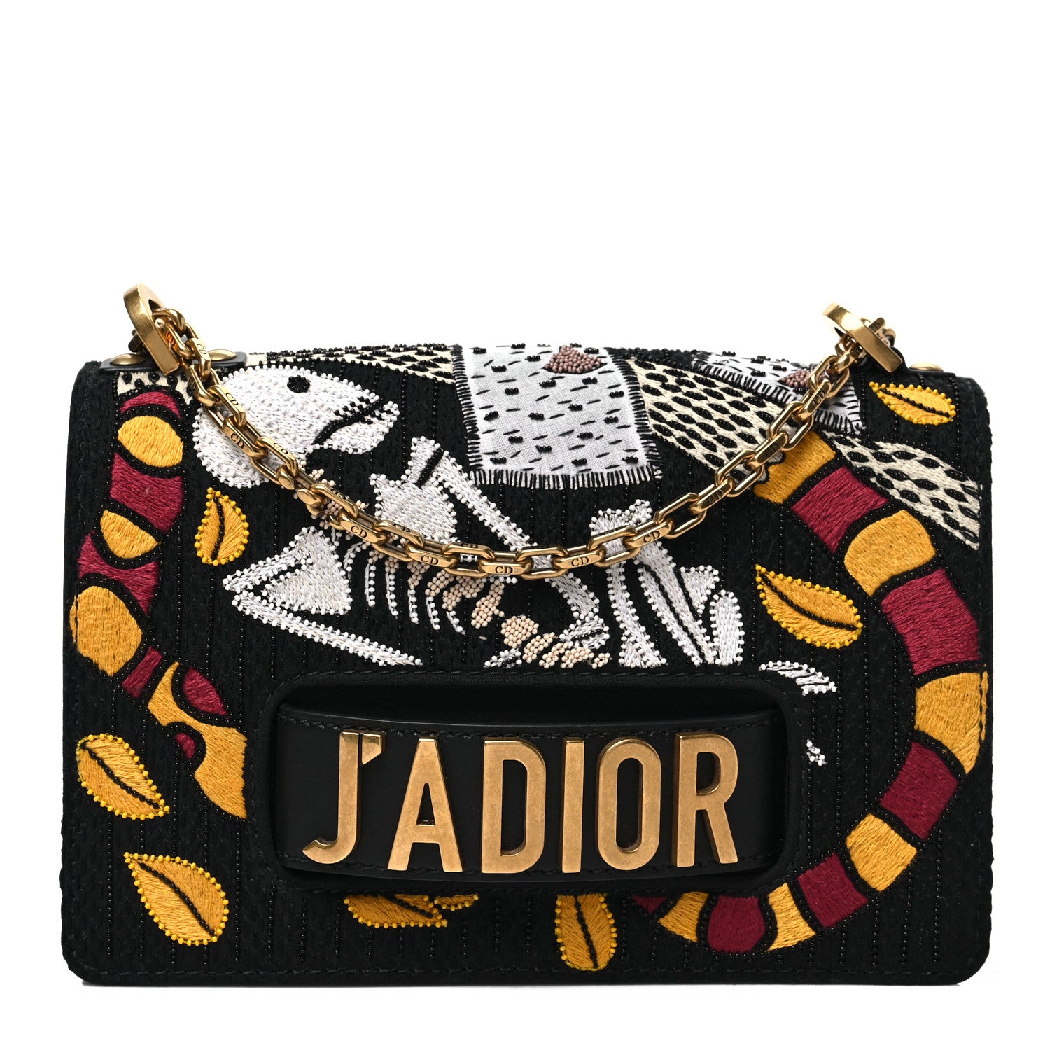 Christian Dior Canvas Embroidered Tarot J'Adior Chain Flap Bag