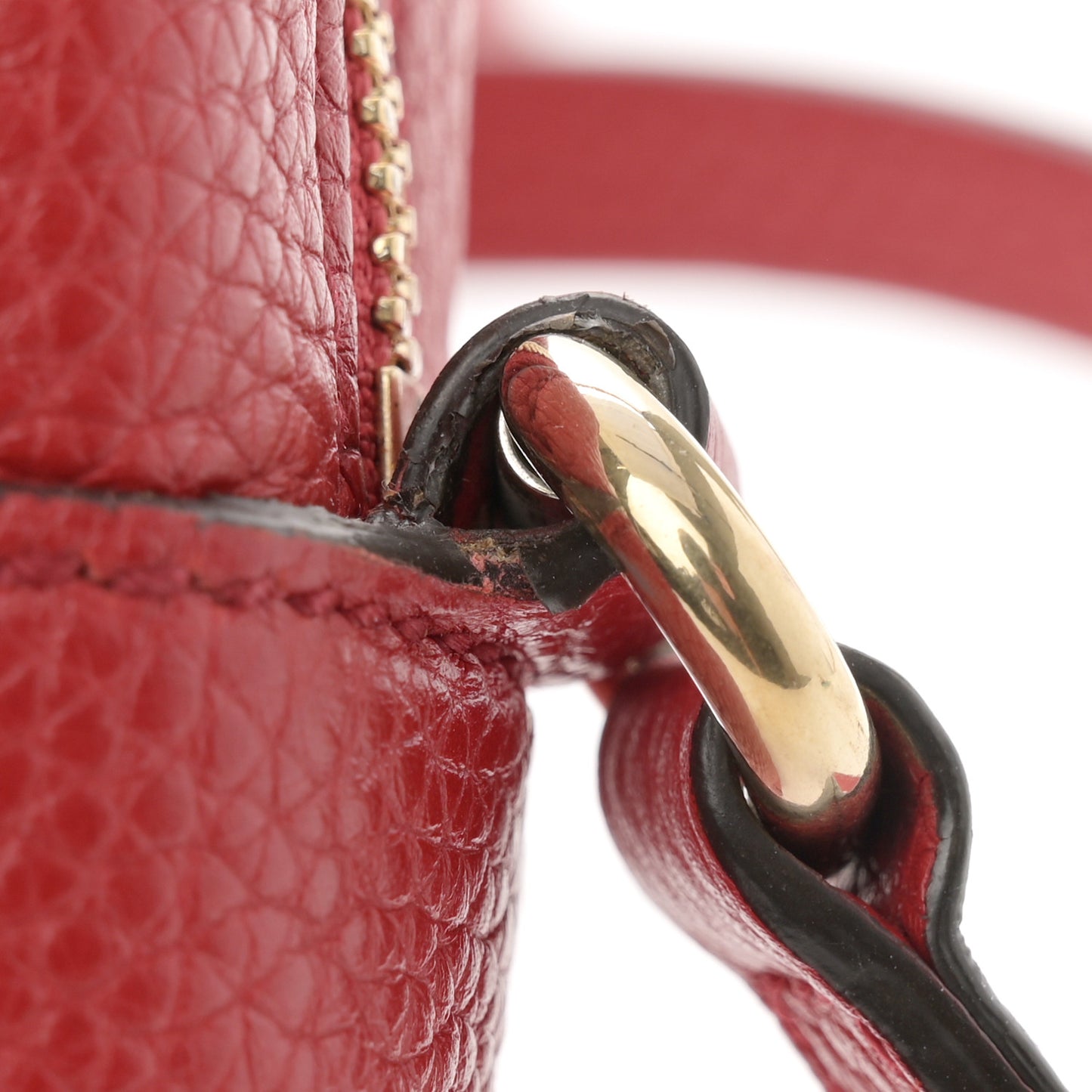 Pebbled Calfskin Small Soho Disco Bag Tabasco Red