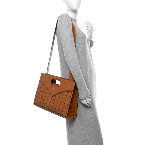Visetos Calfskin Medium Diamond Tote Cognac