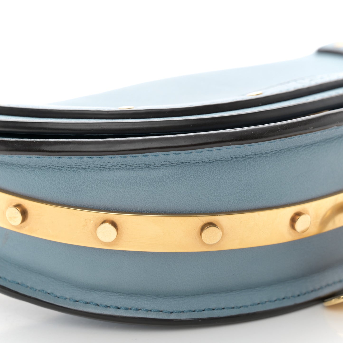 Calfskin Small Nile Bracelet Minaudiere Bag Washed Blue