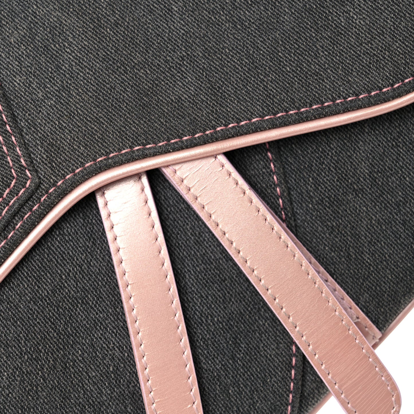 Patent Denim Jeans Saddle Bag Grey Pink