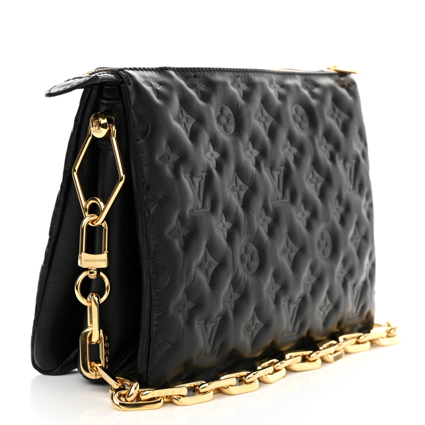 Lambskin Embossed Monogram Coussin PM Black
