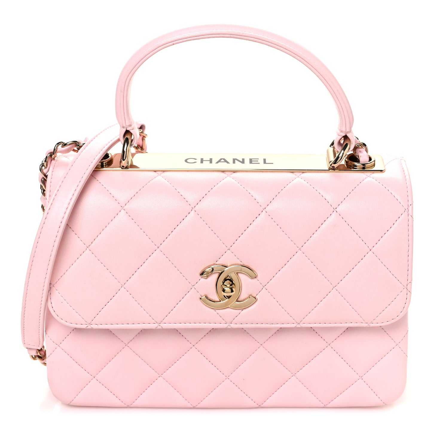 Lambskin Quilted Small Trendy CC Flap Dual Handle Bag Light Pink