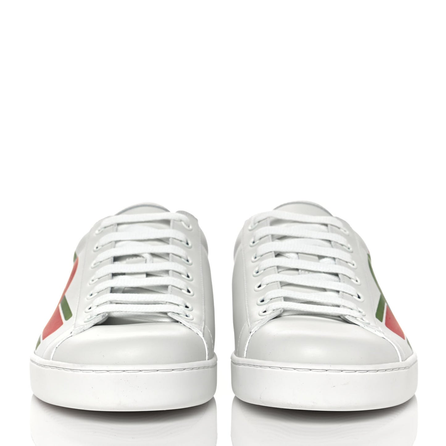 Calfskin Interlocking G Mens New Ace Sneakers 9 White Red Flame Green