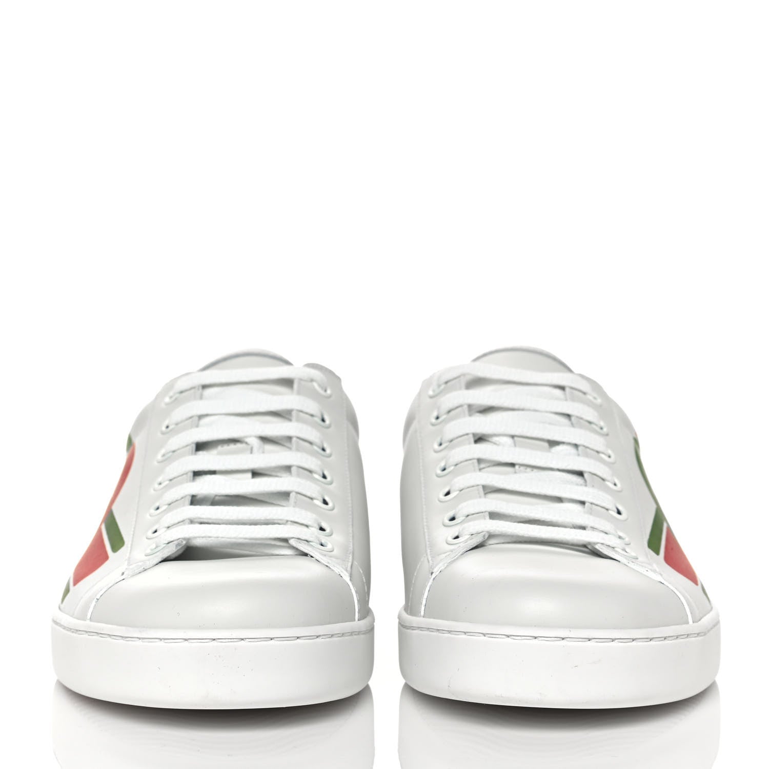 Gucci Calfskin Interlocking G Mens New Ace Sneakers 9 White Red Flame Green 2 of 9