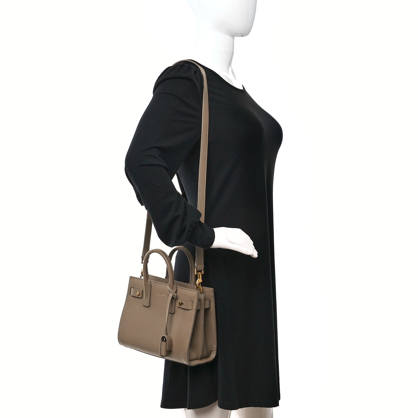 Grained Calfskin Nano Supple Sac De Jour Dark Beige