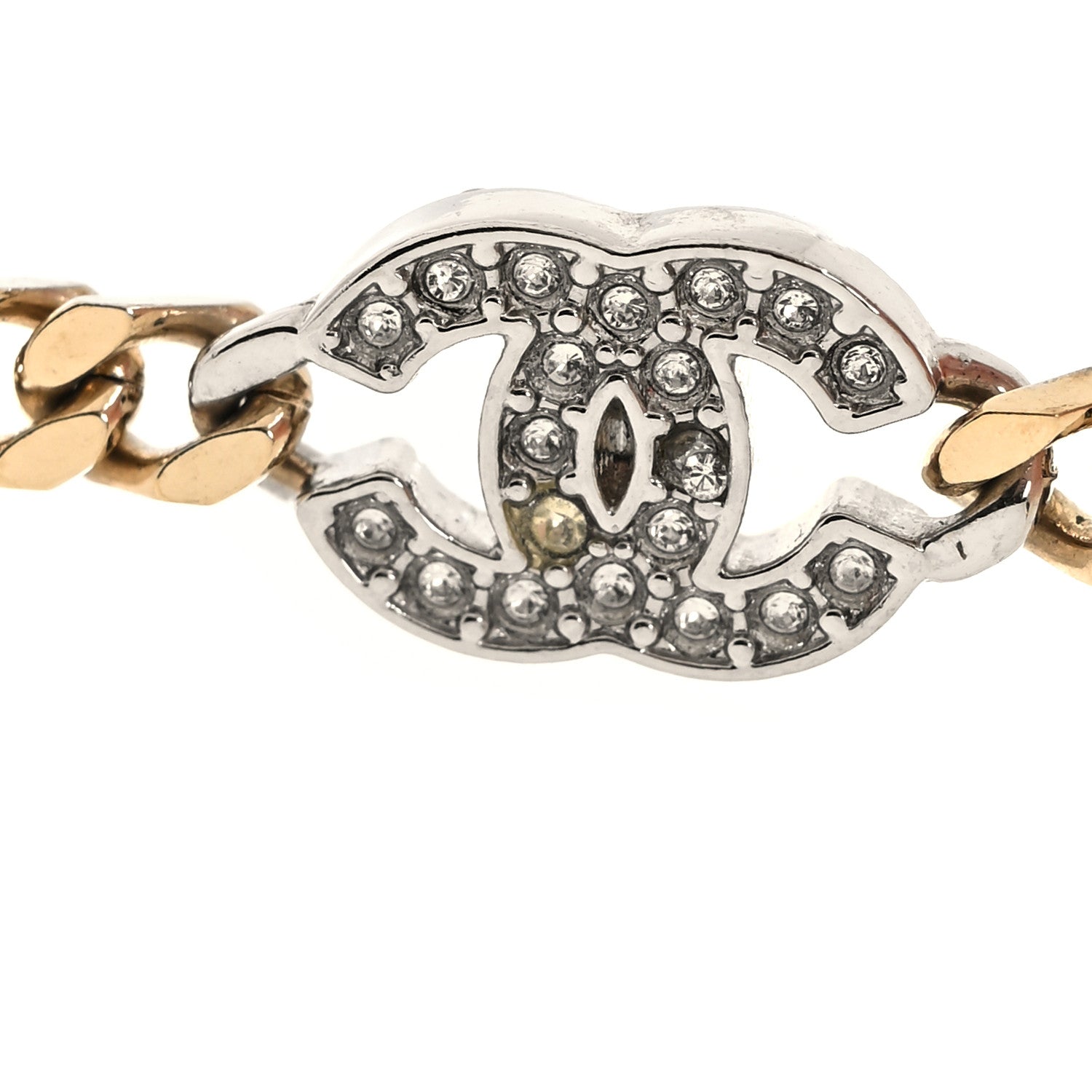 Chanel Crystal Chain CC Necklace Gold Silver 5 of 5