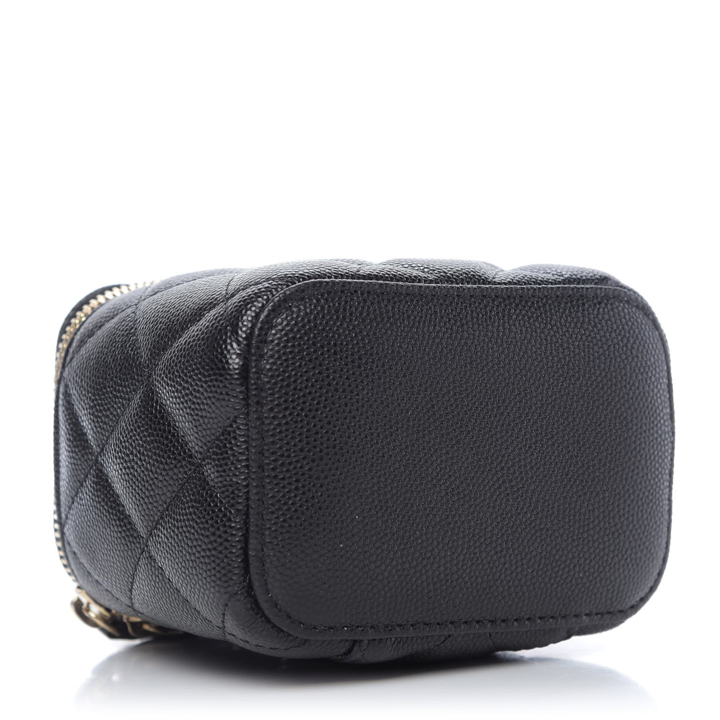 Caviar Quilted Mini Pearl On Top Vanity Case With Chain Black