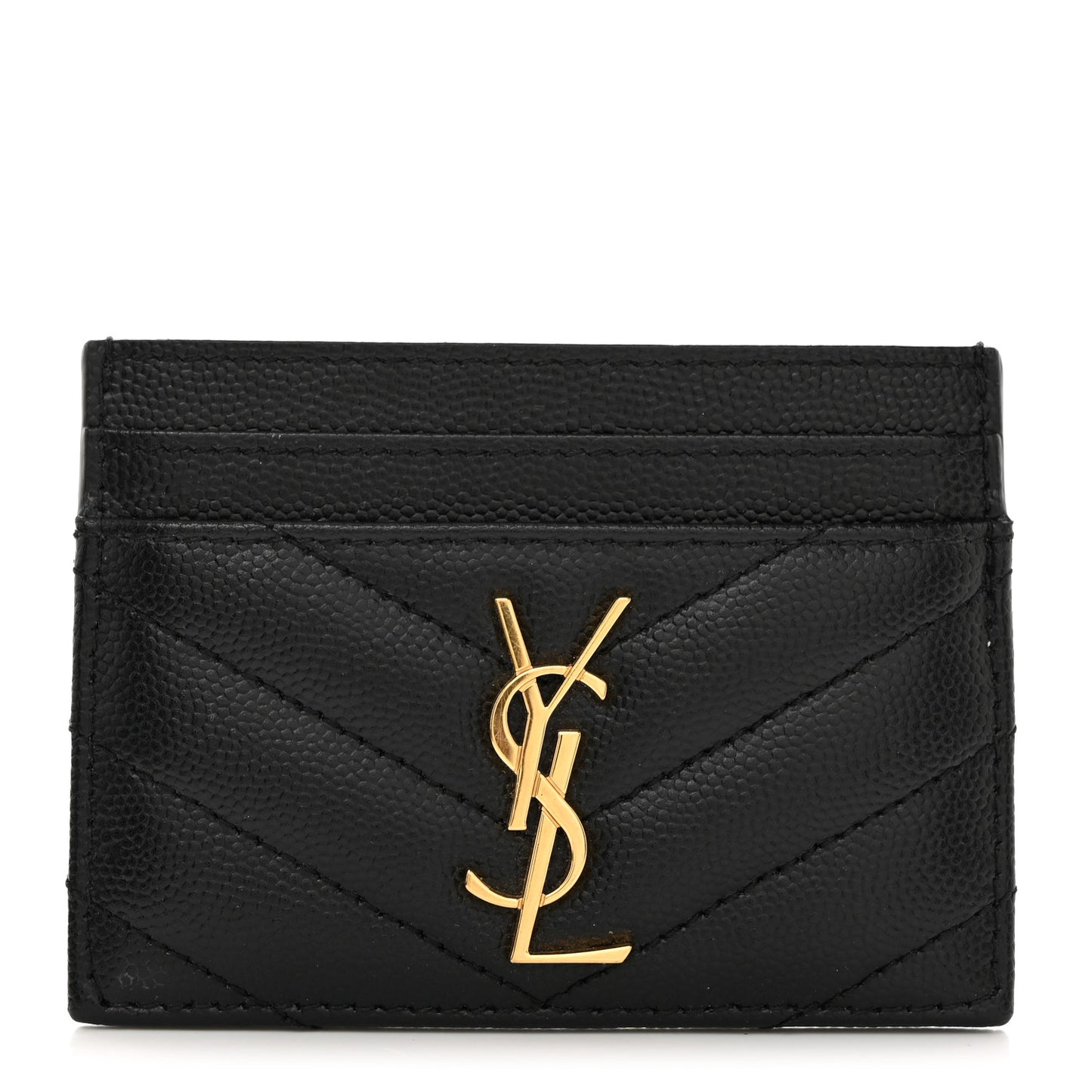 Grain De Poudre Matelasse Chevron Monogram Credit Card Case Black