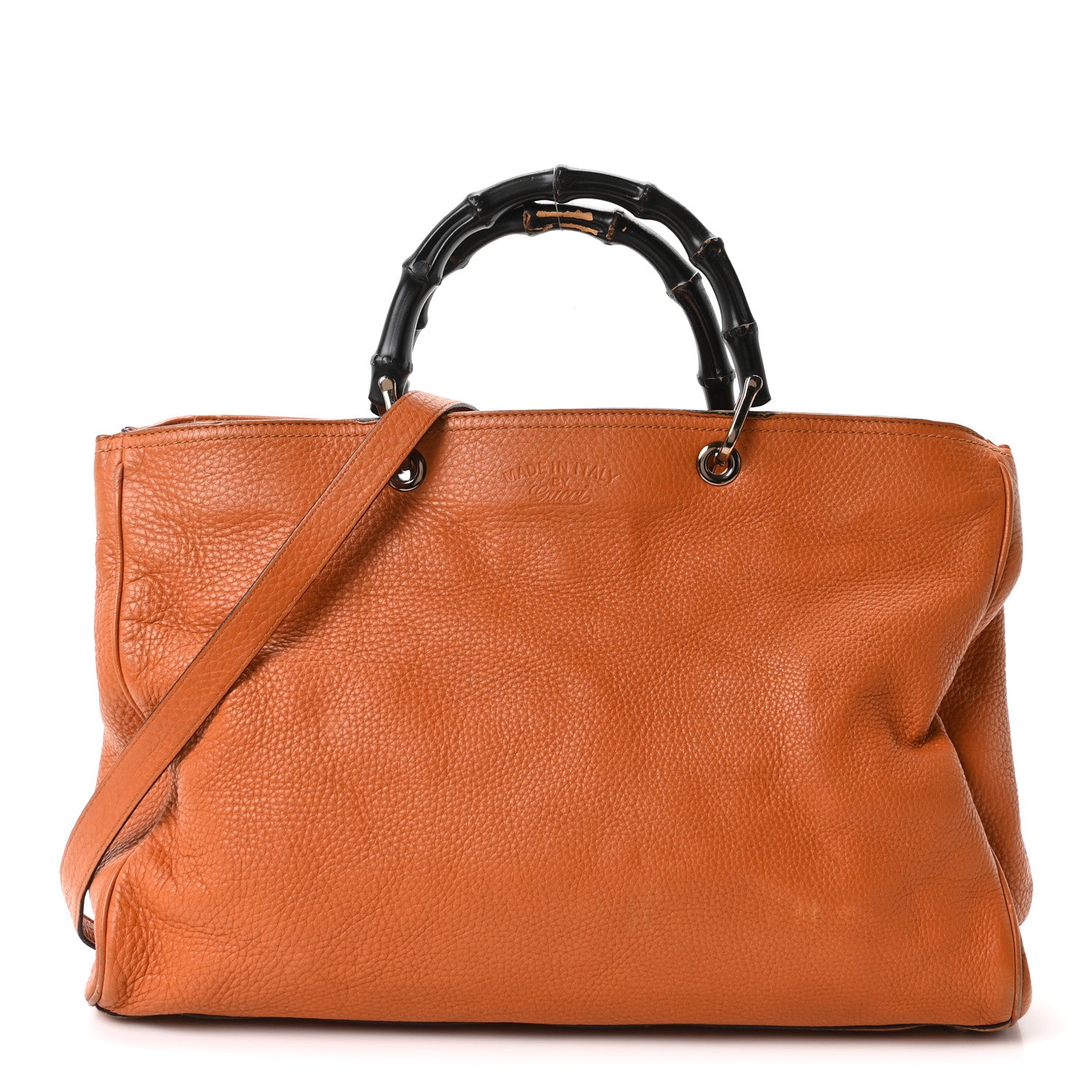 Gucci Cellarius Calfskin Large Bamboo Shopper Tote Orange 1894014