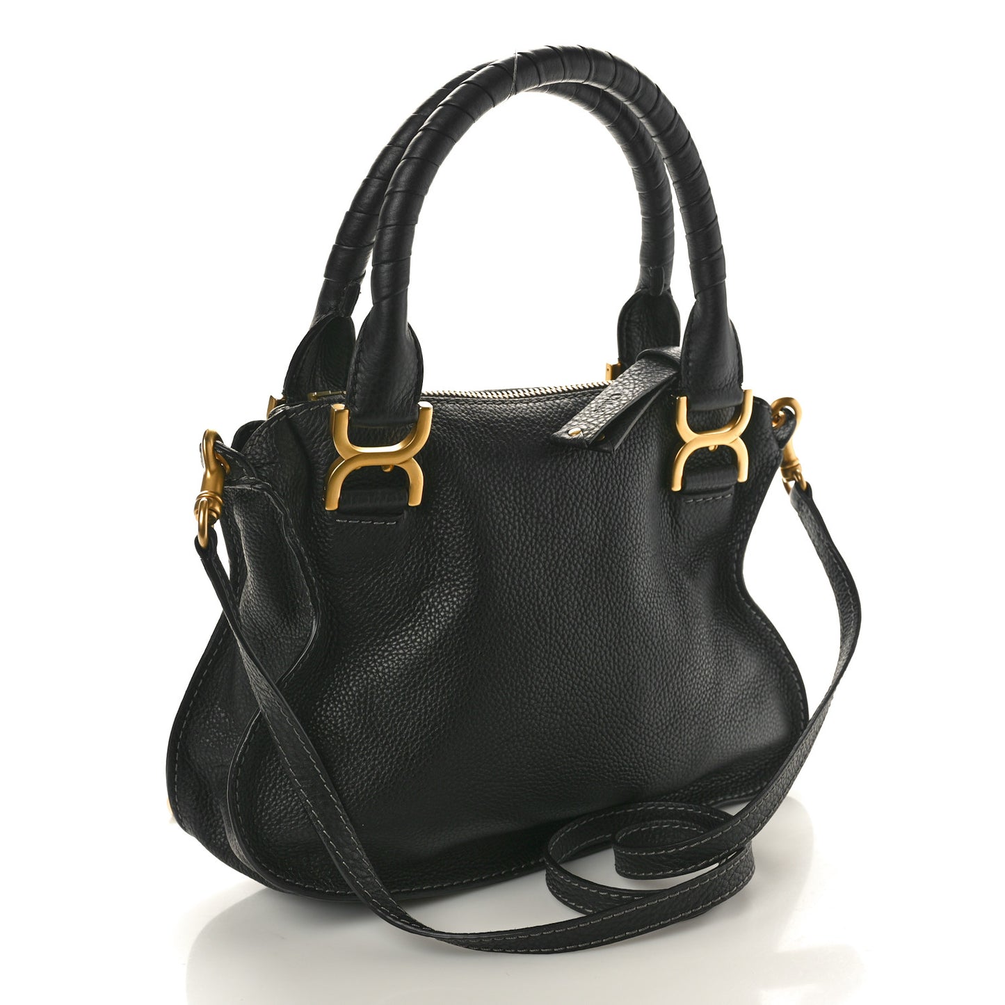 Calfskin Small Marcie Satchel Black