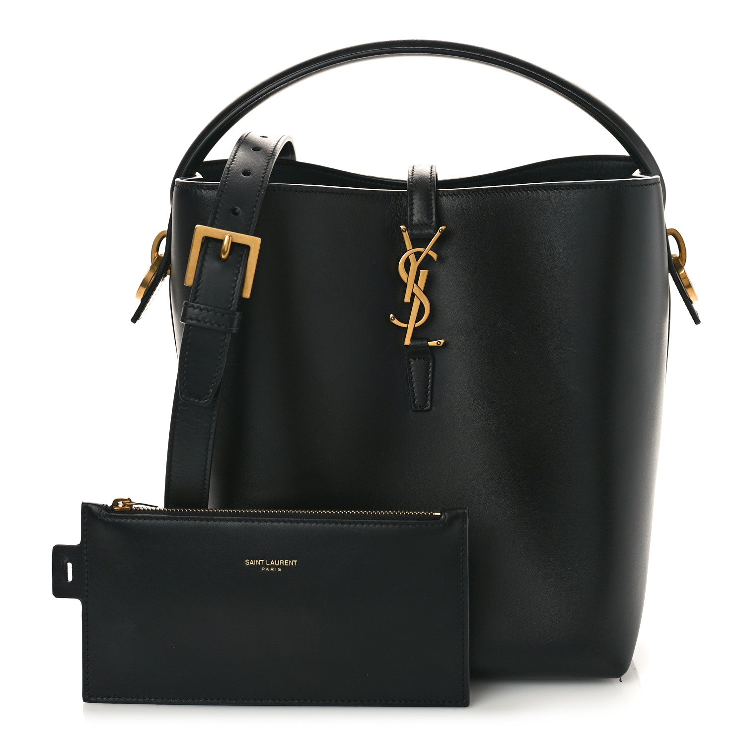 Saint Laurent Smooth Shiny Calfskin Monogram Le 37 Bucket Bag Black 3 of 10