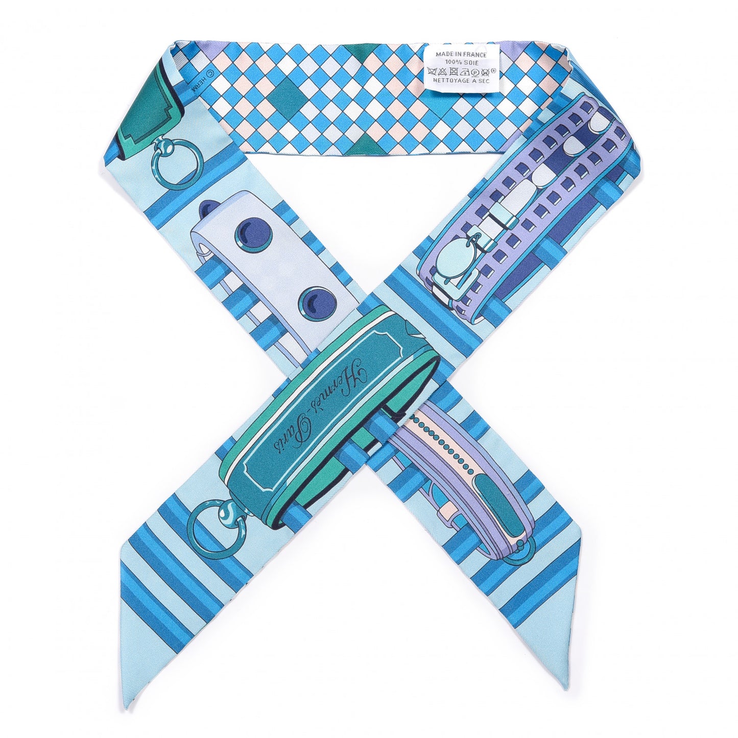 Silk Colliers De Chiens Remix Twilly White Turquoise