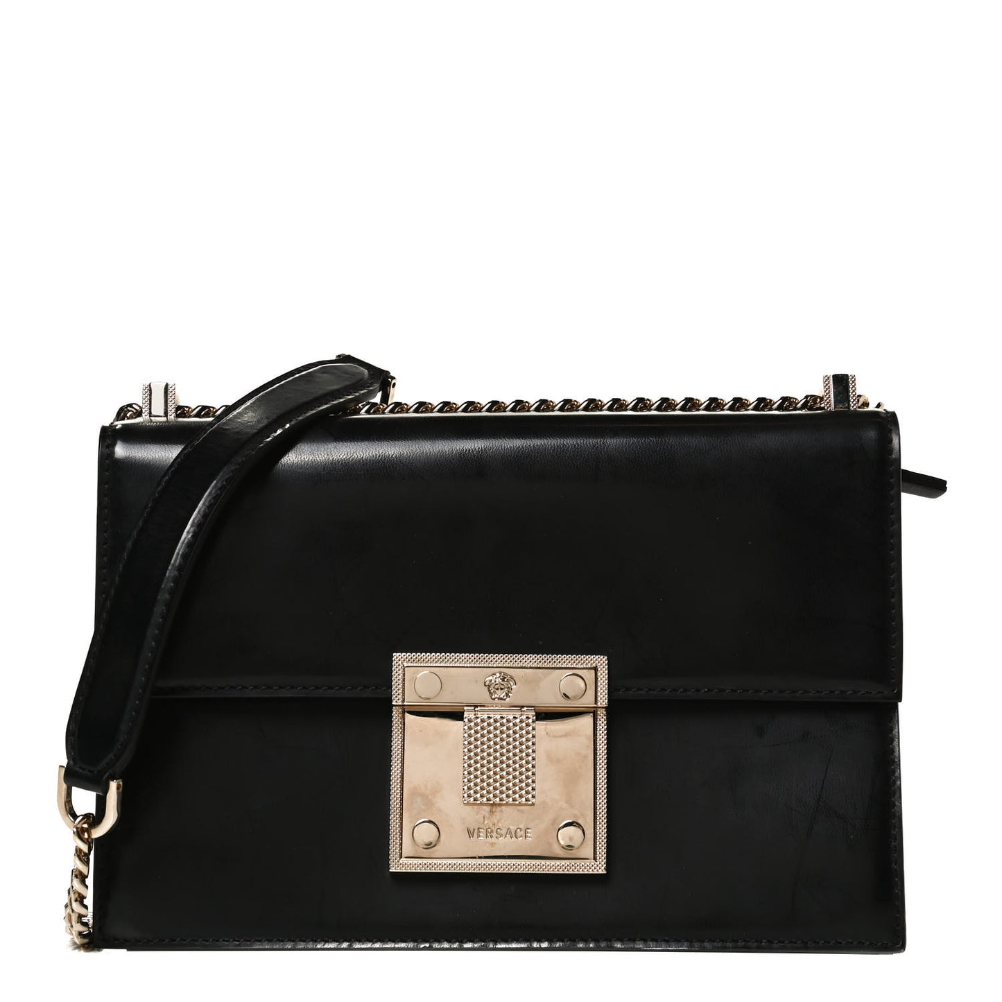Nappa Large Diamante Flap Black