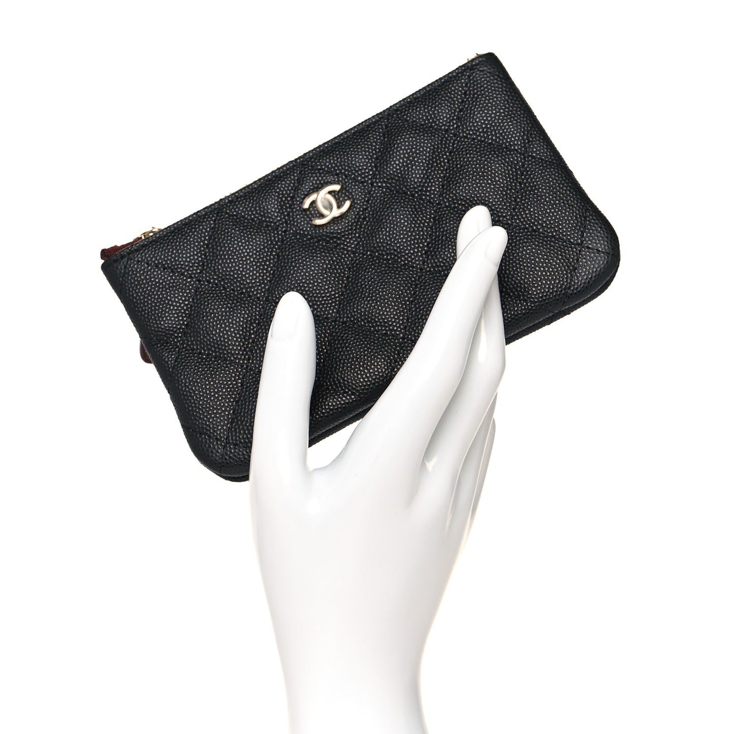 Caviar Quilted Small Cosmetic Case Black