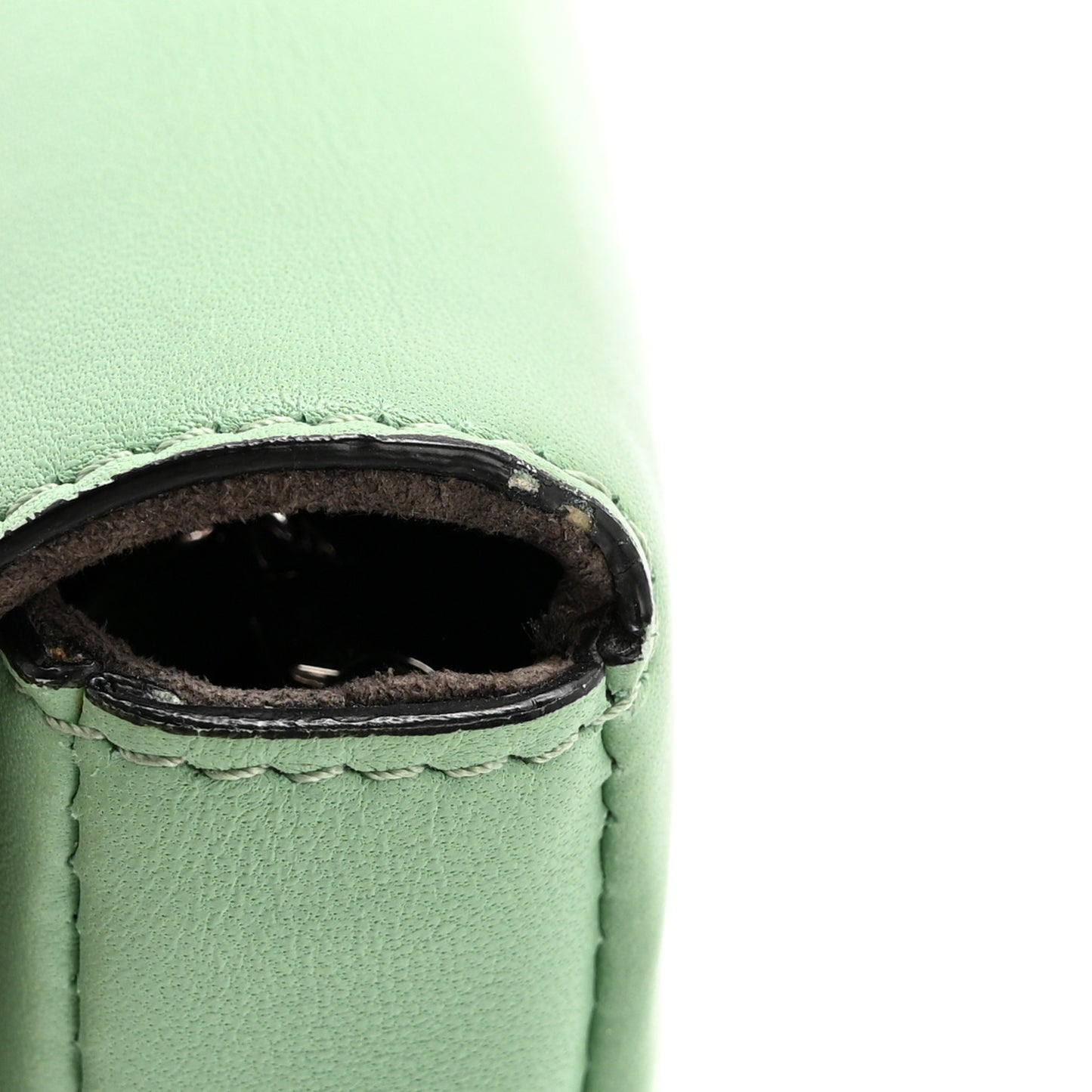 Nappa Rabbit Fox Fur Micro Buggie Baguette Verde Acqua