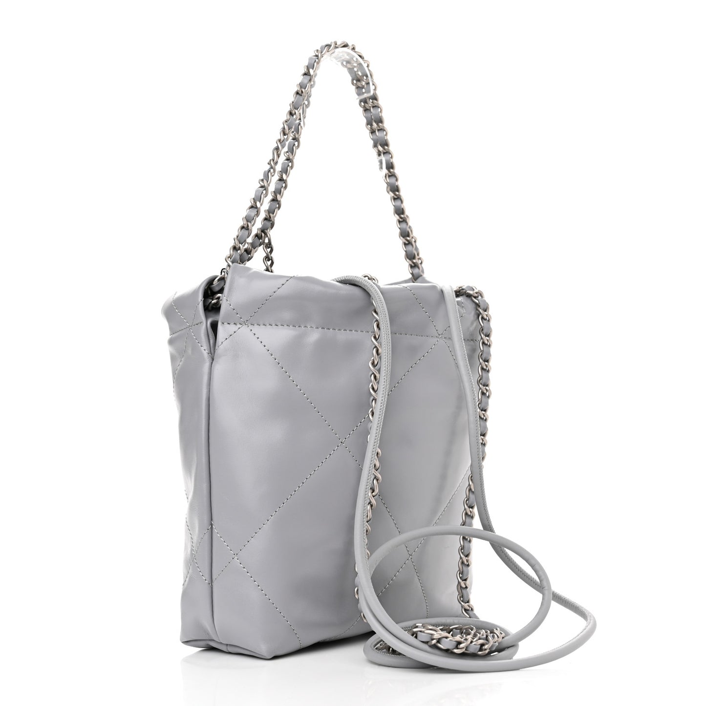 Shiny Calfskin Quilted Mini Chanel 22 Grey