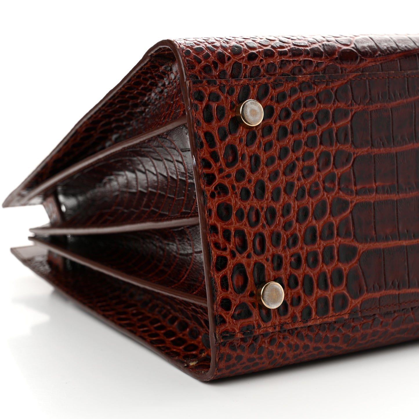 Calfskin Crocodile Embossed Small Sac De Jour Dark Blood