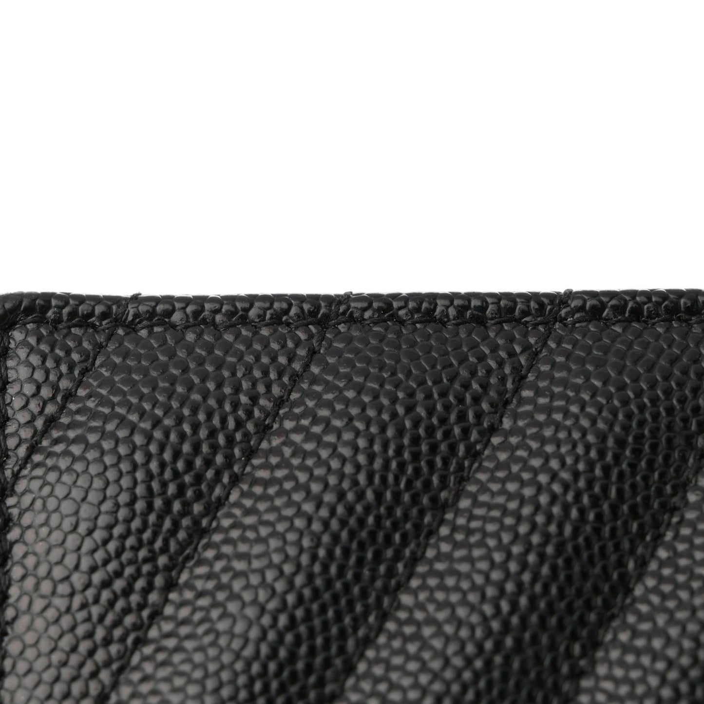 Grain De Poudre Matelasse Chevron Monogram Envelope Chain Wallet Black