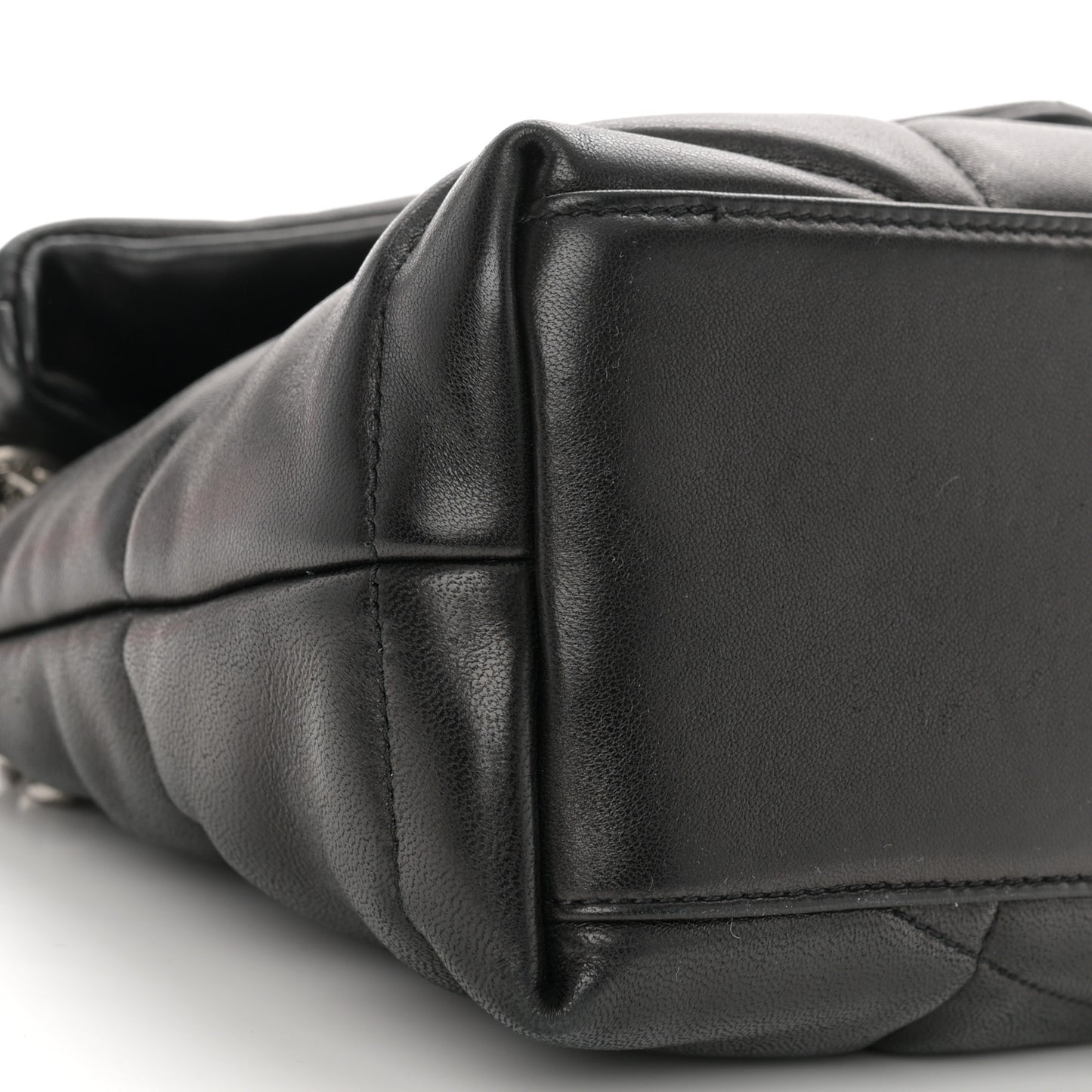 Lambskin Quilted Small Loulou Puffer Monogram Chain Satchel Black