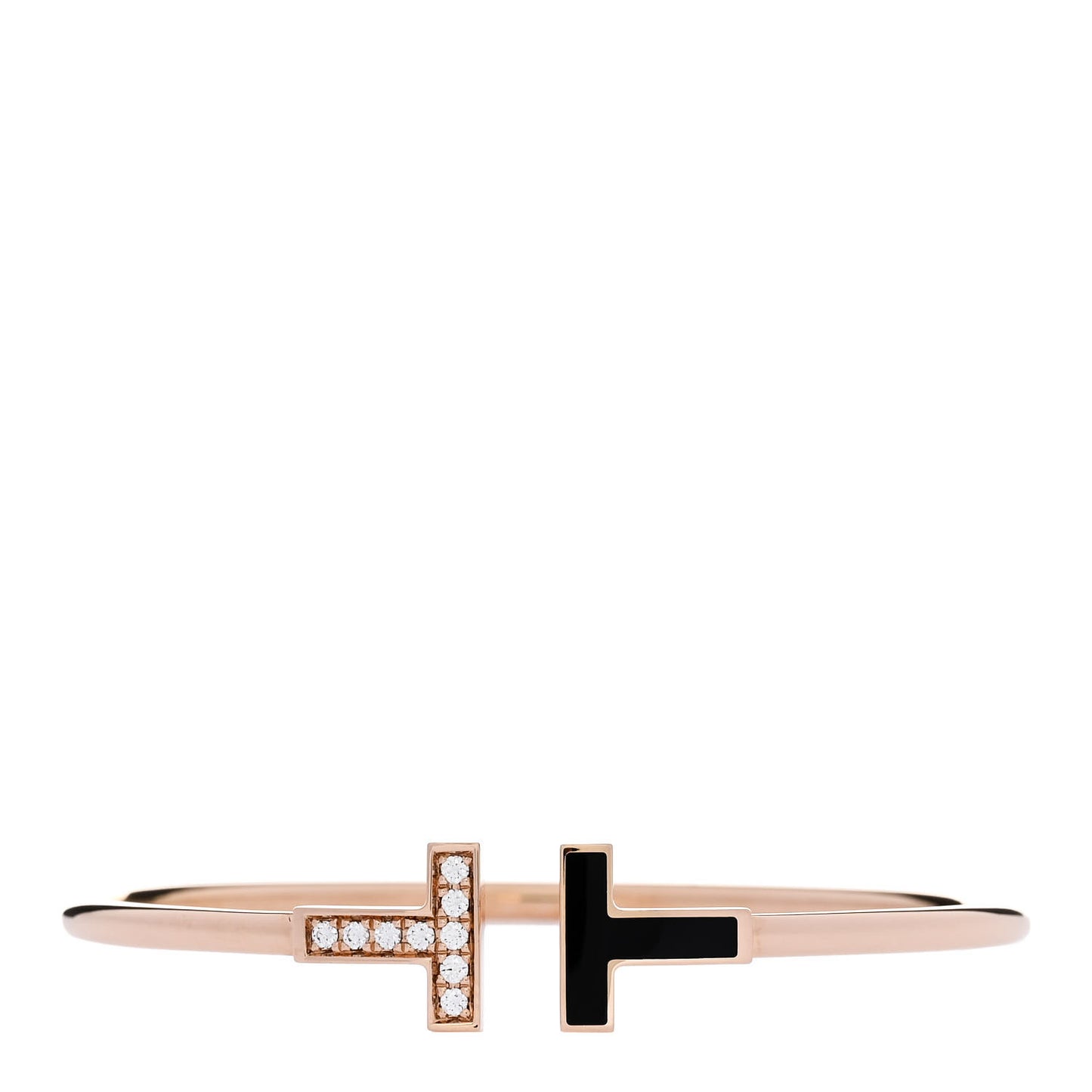 18K Rose Gold Diamond Black Onyx T Wire Bracelet